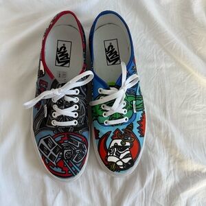 Vans Custom Painted Multicolor Star Wars Graphic‎ Sneakers Size 10